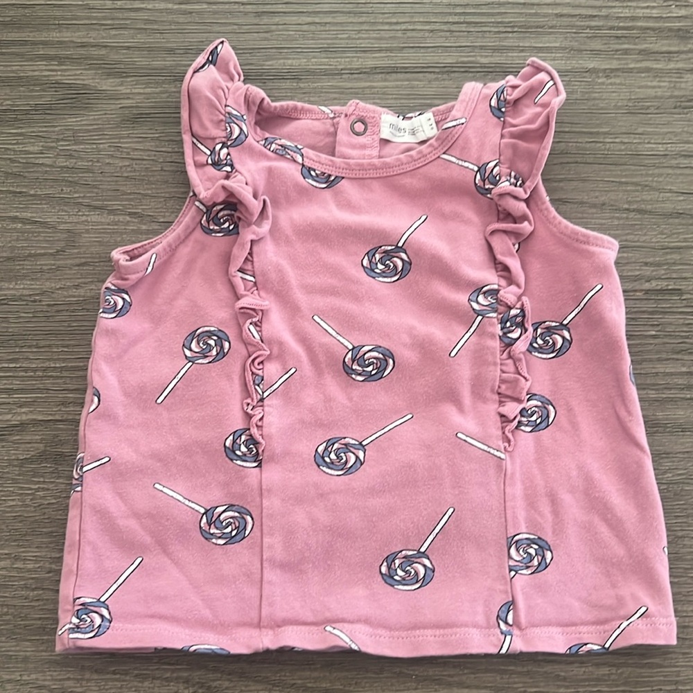 Miles baby girl candy shop stretch cotton top